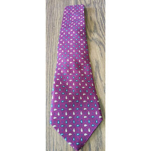 Tommy Hilfiger Mens Burgundy Light Blue and Yellow Diamond Pattern Necktie Tie